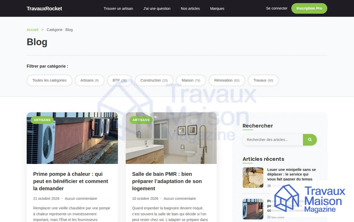 Capture : Blog | travauxrocket.fr